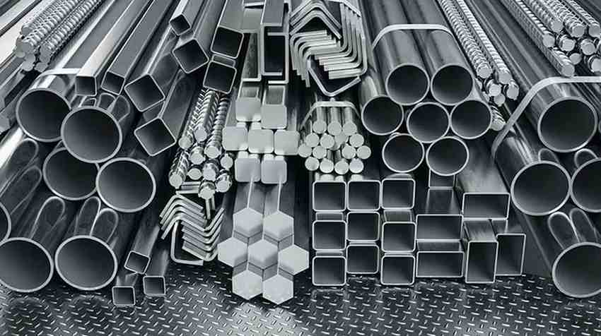 Various shapes of steel and aluminum materials.