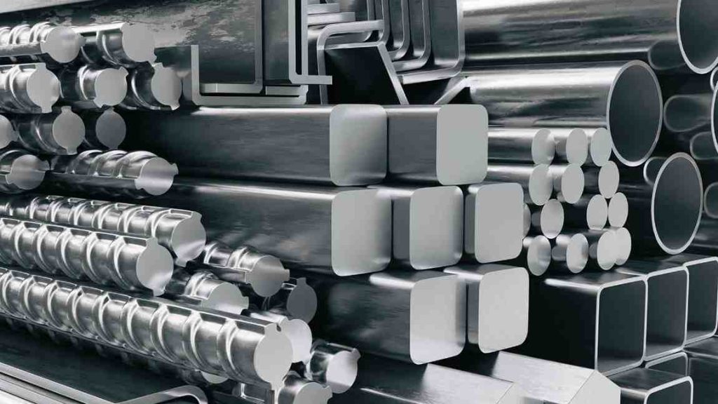 Different shapes of durable steel and aluminum.