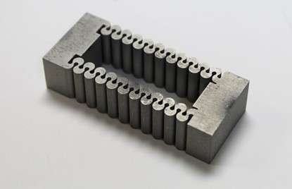 Wire EDM part was placed on a desk