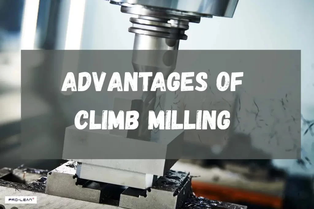 Climb milling on a metal workpiece.