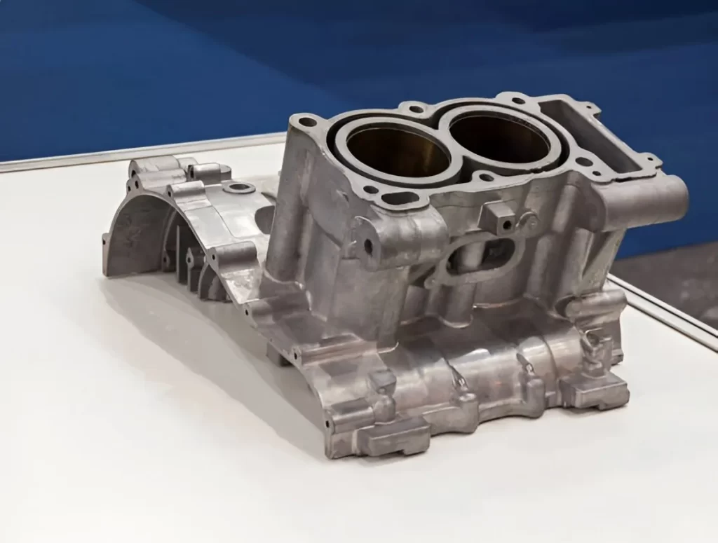 Aluminum die casting product neatly displayed on a table.