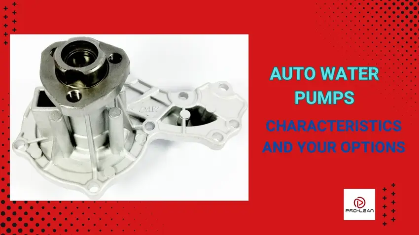 An Automotive water pump assembly showing metal housing and impeller components