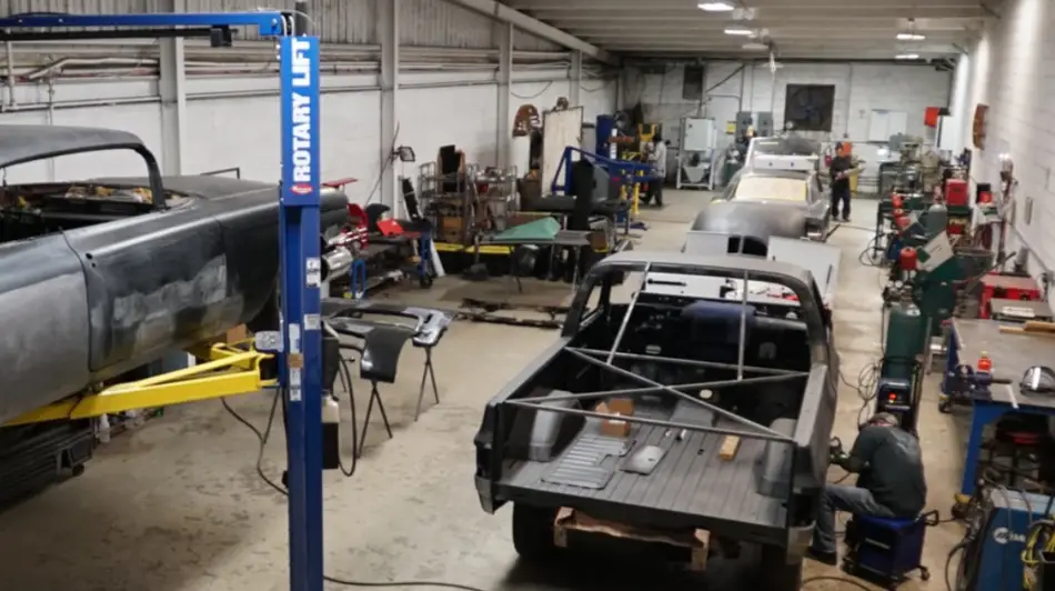 An image showing the inside of a car fabrication shop