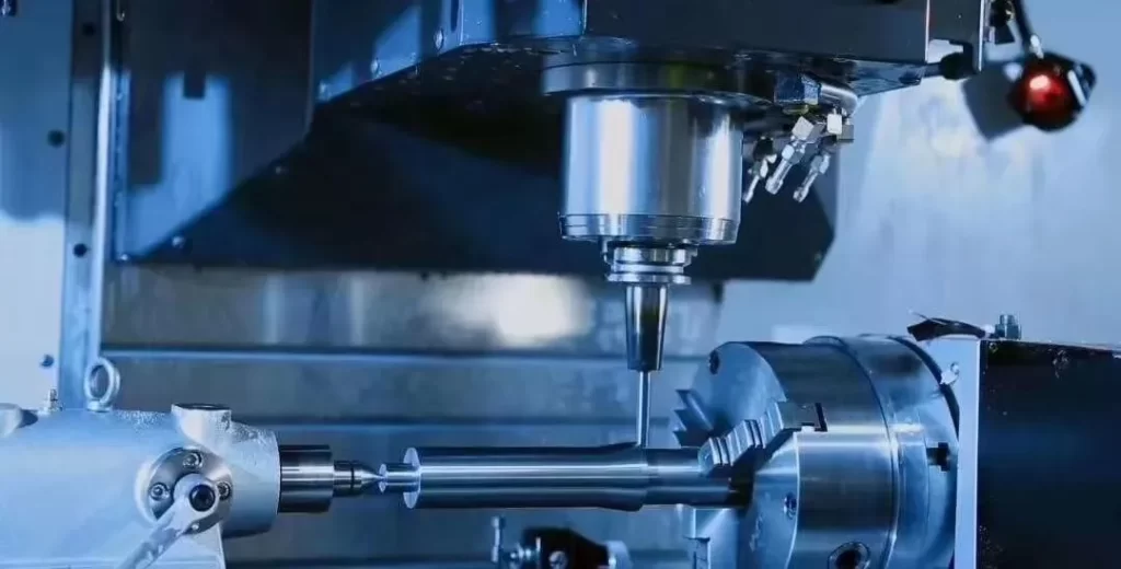 CNC machining aerospace part with high precision cutting and advanced CNC turning tools.