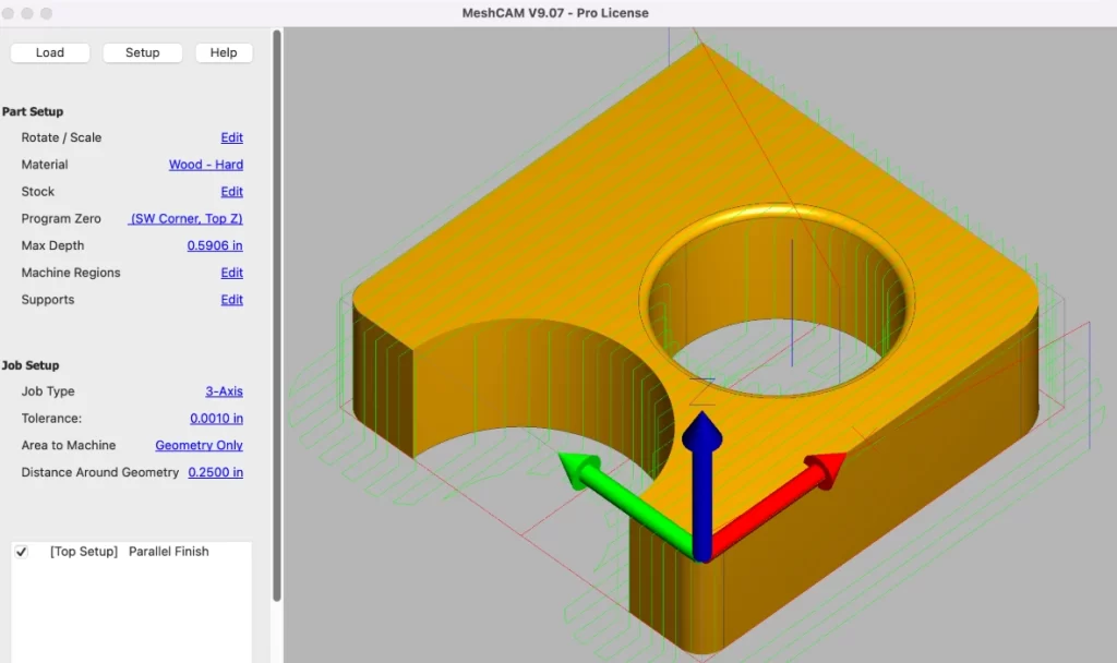 MeshCAM software interface showing 3D toolpath simulation for CNC turning