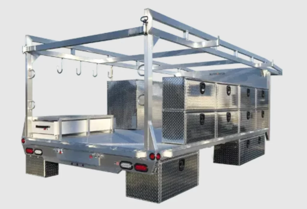 An image of a custom fabricated aluminum body for a truck