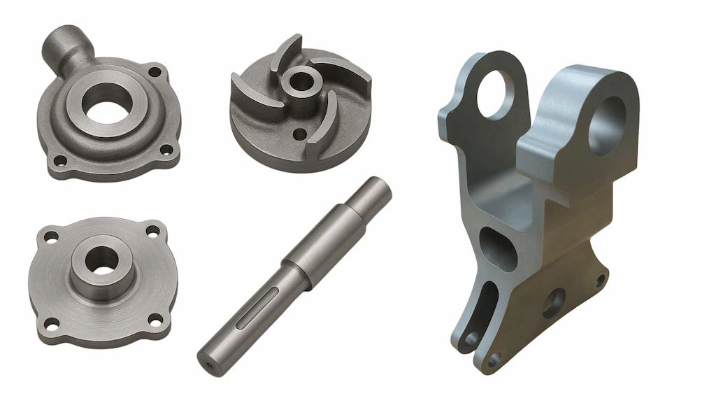 An image of different EDM cut Inconel parts, turbo link connectors, and custom items.