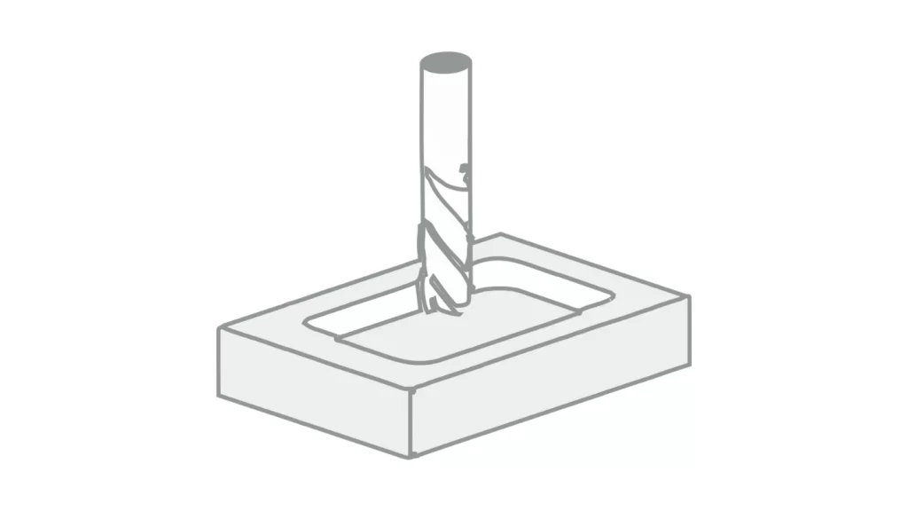 An illustration showing the end milling process.