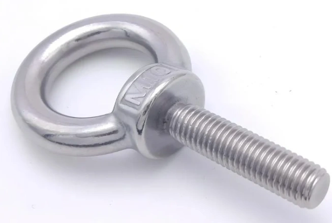 Close-up of an eye bolt against a white background