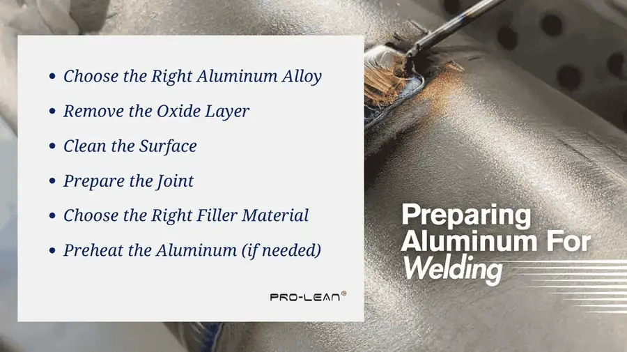 An Infographic showcasing useful tips for preparing aluminum for welding.
