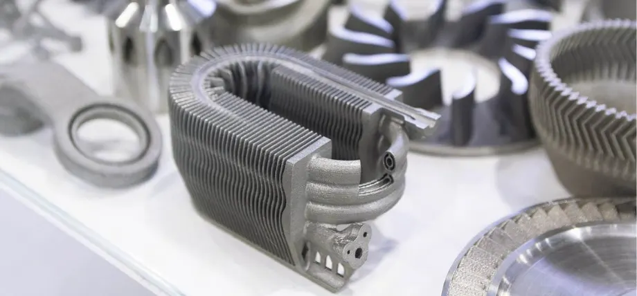 Casted metal part with fins