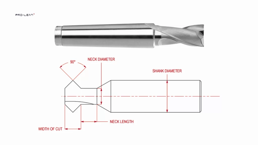 The labeled diagram illustrates the different parts of a milling cutter.