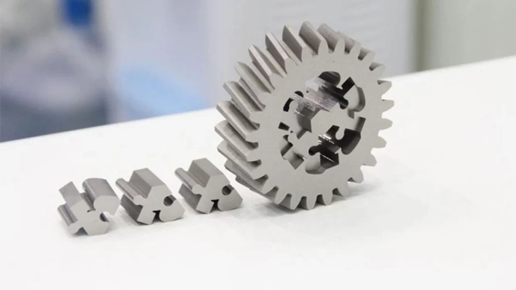 An image showcasing finely cut parts made using Wire EDM, neatly arranged on a table