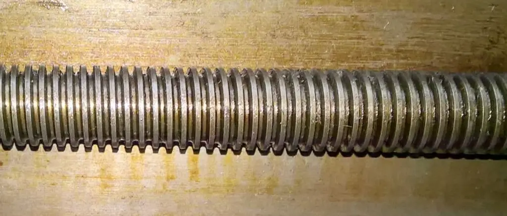 Close-up of square thread on a metal rod