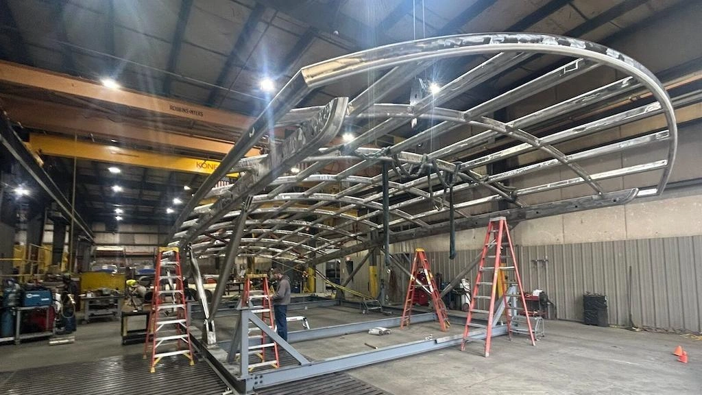 An image illustrating the fabrication of a large steel structure