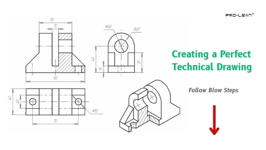 Image guiding readers to follow the steps below for creating a perfect engineering drawing.