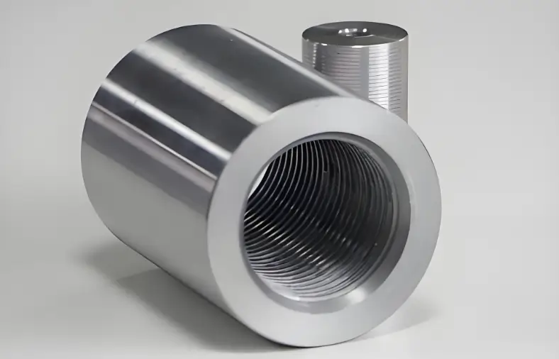 A Close up of part with tapped hole.