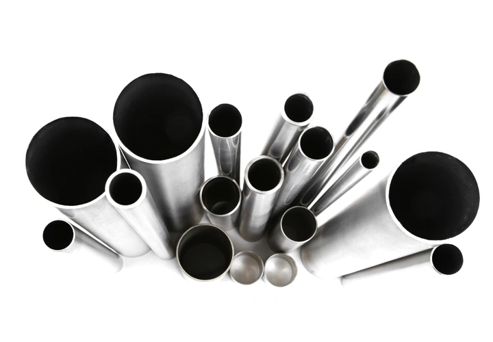 An image showing different sizes of raw titanium tubes 