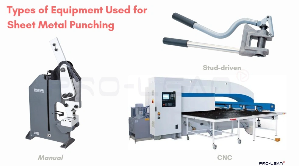 An image showing a manual, CNC, and stud-driven punching presses 