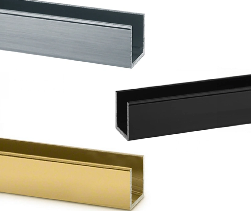 Metal frame U channel profiles in different finishes and colors  