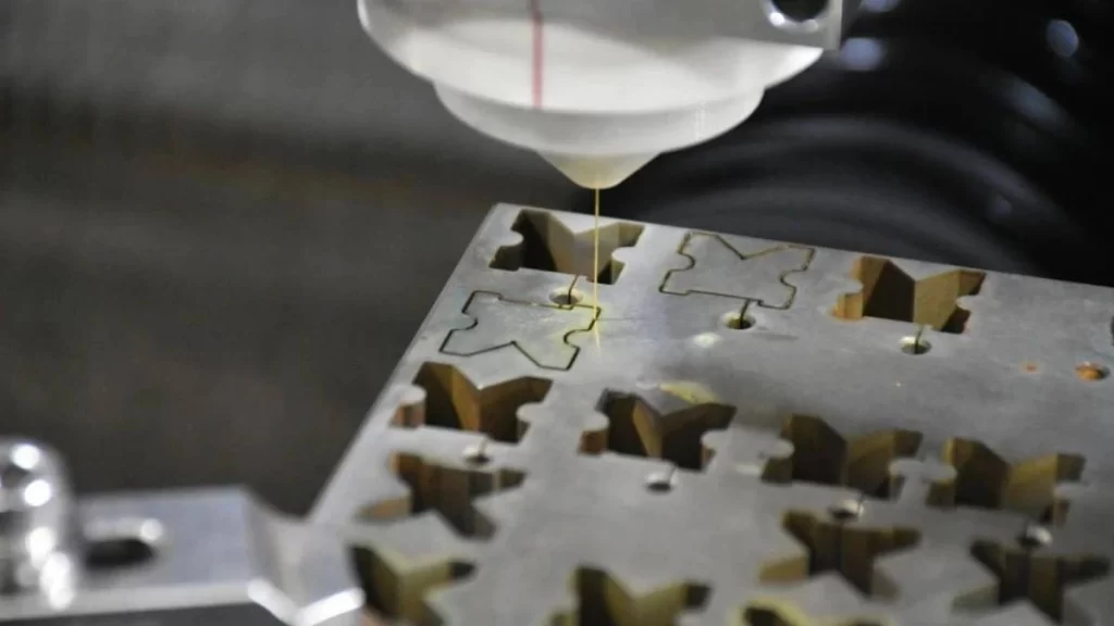 An image displaying a precisely machined tool created through wire-cut EDM